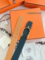 Hermes Epsom calfskin double-sided leather belt 66011 - Image 3