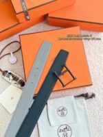 Hermes Epsom calfskin double-sided leather belt 66012 - Image 2