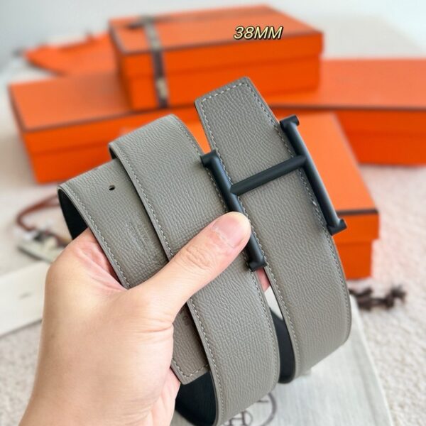 Hermes Epsom calfskin double-sided leather belt 66012