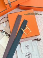 Hermes Epsom calfskin double-sided leather belt 66016 - Image 3