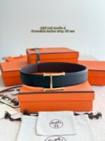 Hermes Epsom calfskin double-sided leather belt 66016 - Image 4