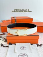 Hermes Swift calfskin double-sided leather belt 66017 - Image 2