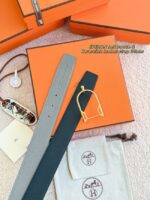 Hermes Epsom calfskin double-sided leather belt 66008 - Image 2