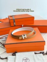 Hermes Swft & Epsom calfskin double-sided leather belt 66025 - Image 2