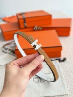 Hermes Swft & Epsom calfskin double-sided leather belt 66025 - Image 4