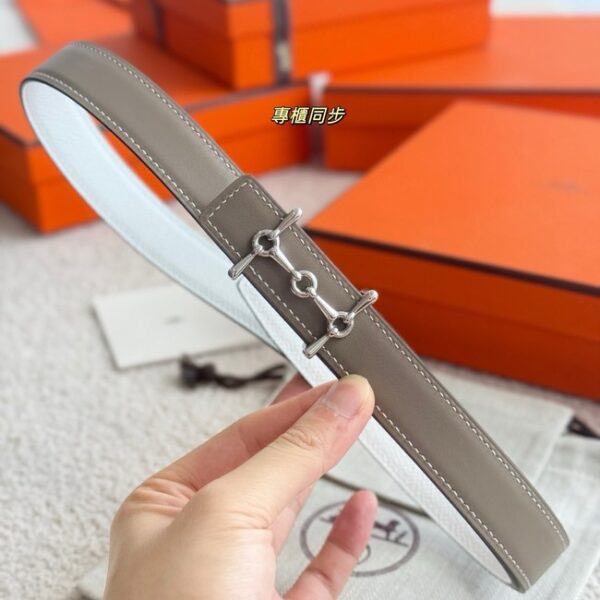 Hermes Swift & Epsom calfskin double-sided leather belt 65986