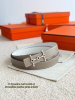 Hermes Swift & Epsom calfskin double-sided leather belt 65986 - Image 2