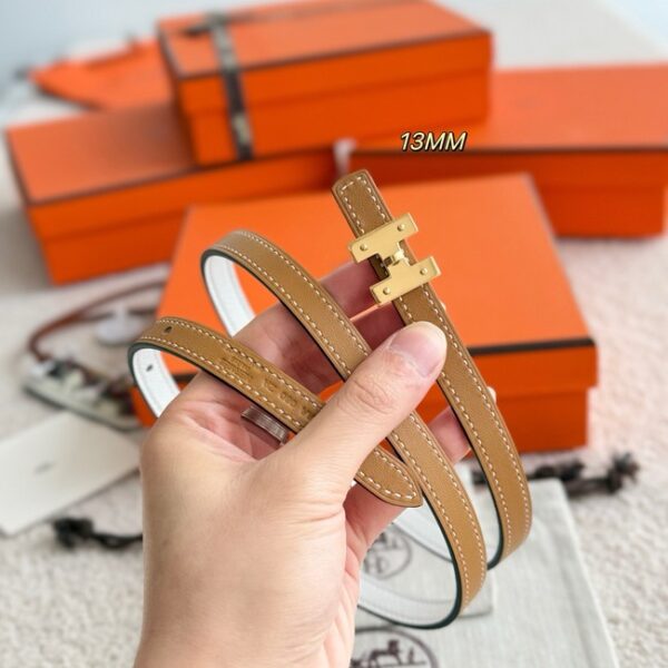 Hermes Swift & Epsom calfskin double-sided leather belt 66024