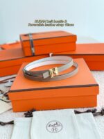 Hermes Swift & Epsom calfskin double-sided leather belt 66022 - Image 3