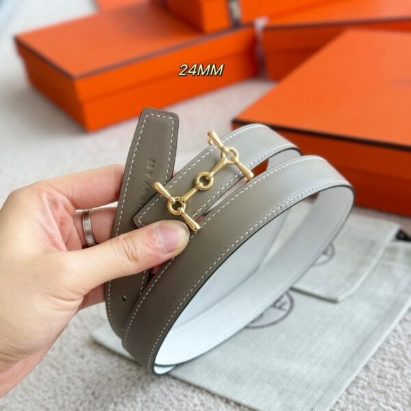 Hermes Swift & Epsom calfskin double-sided leather belt 65985