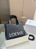 Loewe Anagram Basket Woven Straw Shopping Tote Bag 652399 Black - Image 2