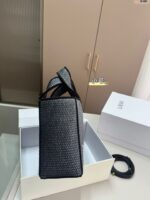 Loewe Anagram Basket Woven Straw Shopping Tote Bag 652399 Black - Image 3