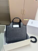 Loewe Anagram Basket Woven Straw Shopping Tote Bag 652399 Black - Image 5