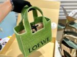 Loewe Anagram Basket Woven Straw Shopping Tote Bag 652399 Green - Image 2