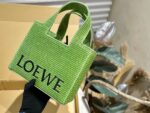Loewe Anagram Basket Woven Straw Shopping Tote Bag 652399 Green - Image 3