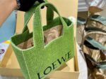 Loewe Anagram Basket Woven Straw Shopping Tote Bag 652399 Green - Image 4