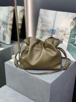 Loewe Flamenco Clutch Bag Original Leather LE0556 Khaki green