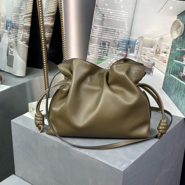 Loewe Flamenco Clutch Bag Original Leather LE0556 Khaki green