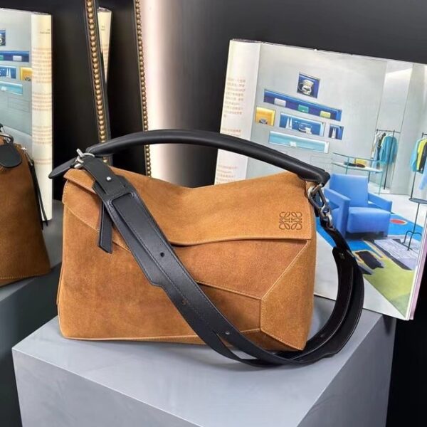 Loewe Large SUEDE Puzzle bag 231095 Tan
