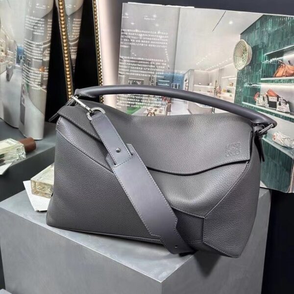 Loewe Large grainy cowhide leather Puzzle bag 231095 dark gray