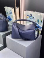 Loewe Large grainy cowhide leather Puzzle bag 242488 dark blue