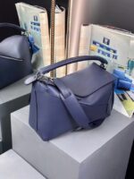 Loewe Large grainy cowhide leather Puzzle bag 242488 dark blue - Image 6