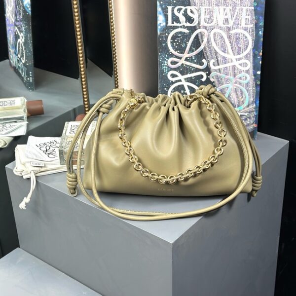 Loewe Napa Lamb Leather Flamenco Purse 80696 Khaki