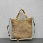 Loewe Woven Raffia Slit Mini Tote Bag 82020 Tan - Image 4