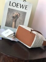 Loewe small Miniature Anagram Jacquard and cow leather bag 651421 Hazel&tan - Image 4