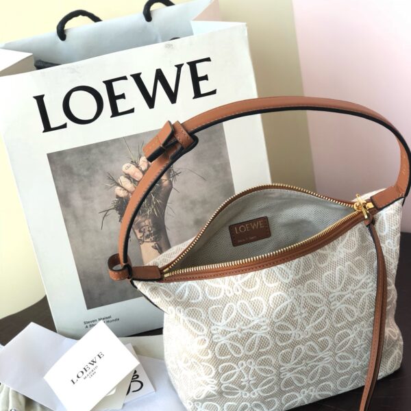 Loewe small Miniature Anagram Jacquard and cow leather bag 651421 Hazel&tan