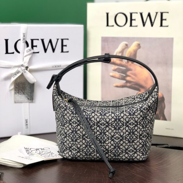 Loewe small Miniature Anagram Jacquard and cow leather bag 651421 black