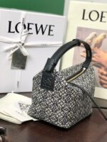 Loewe small Miniature Anagram Jacquard and cow leather bag 651421 black - Image 3