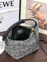 Loewe small Miniature Anagram Jacquard and cow leather bag 651421 black - Image 4