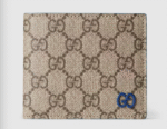Blue interior GG bi-fold wallet Beige and dark brown GG Supreme