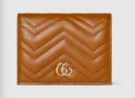 GG Marmont small wallet Brown matelassé chevron leather