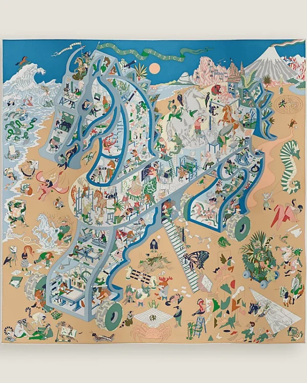 Academia Hippica scarf 90 bleu azur