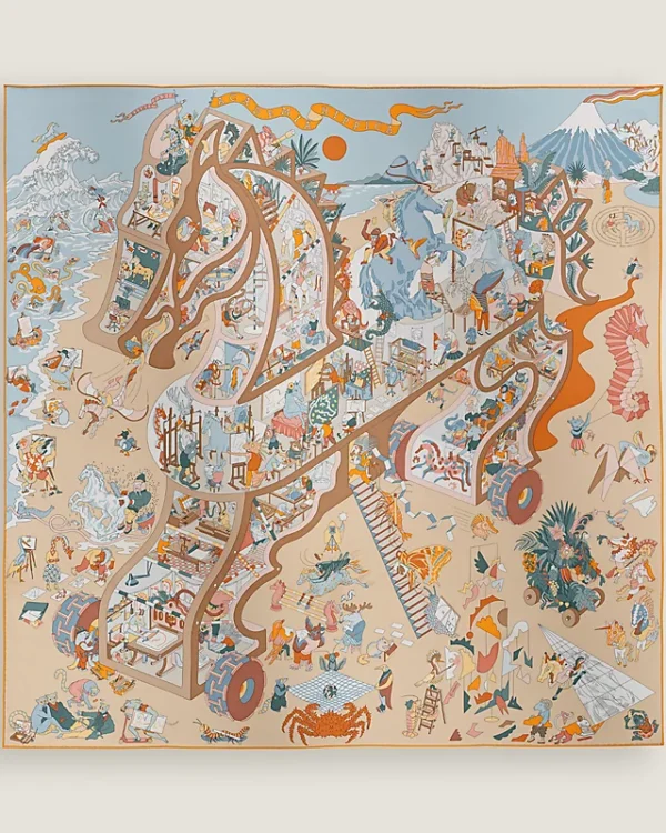 Academia Hippica scarf 90 bleu glacier