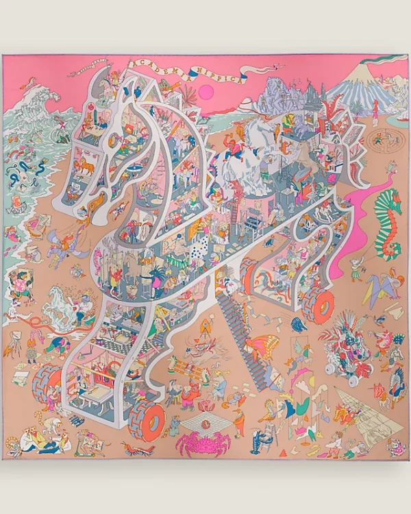 Academia Hippica scarf 90 rose bonbon