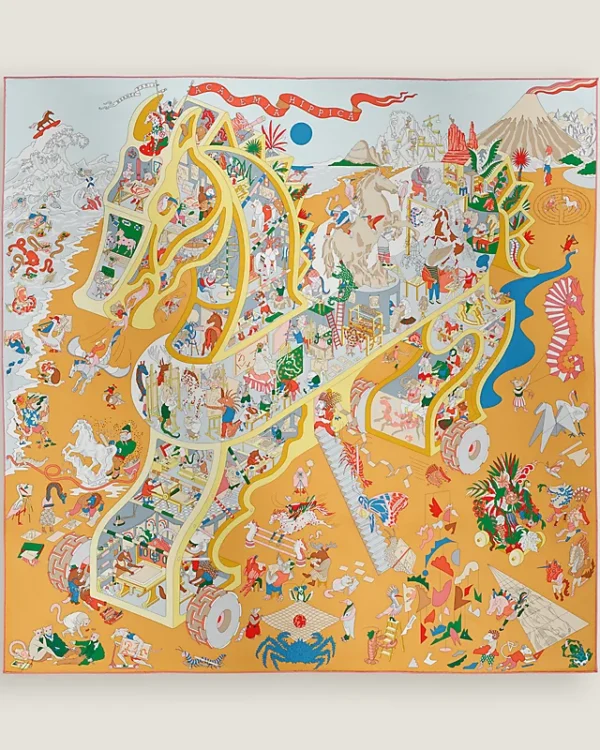 Academia Hippica scarf 90 bleu ciel