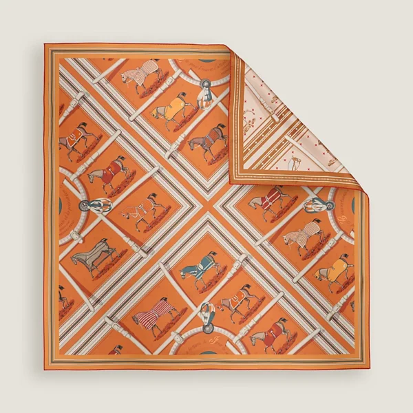 Couvertures et Tenues de Jour Bandana double face scarf 90 orange cuit