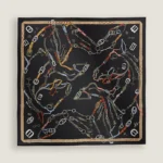 Les Chevaux Dechaines scarf 90 noir / kaki / gris