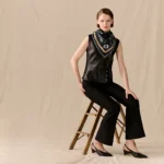 Les Chevaux Dechaines scarf 90 noir / kaki / gris - Image 3