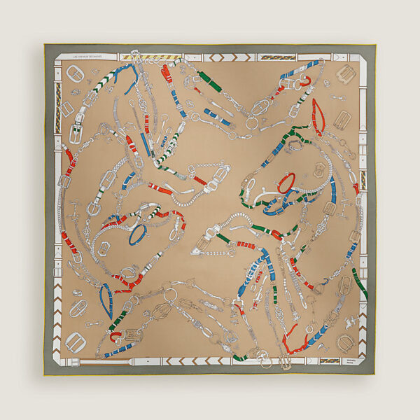 Les Chevaux Dechaines scarf 90 beige doré