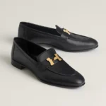 Paris loafer Loafer in goatskin with permabrass-plated signature "H" detail.Noir