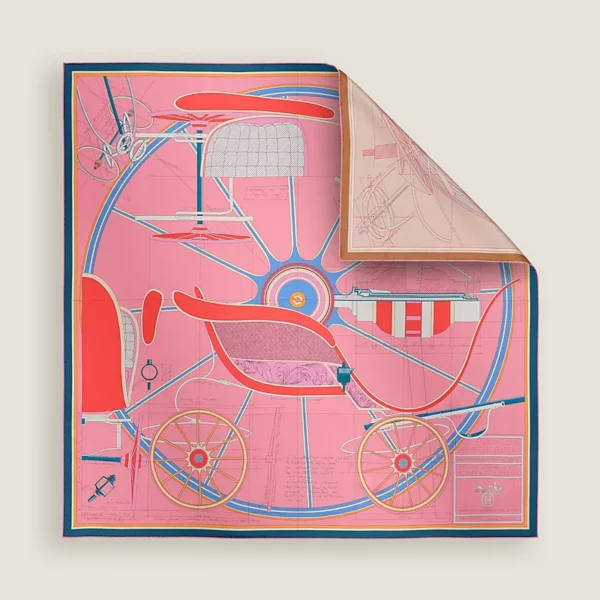 Petit Duc double face scarf 90 rose bonbon