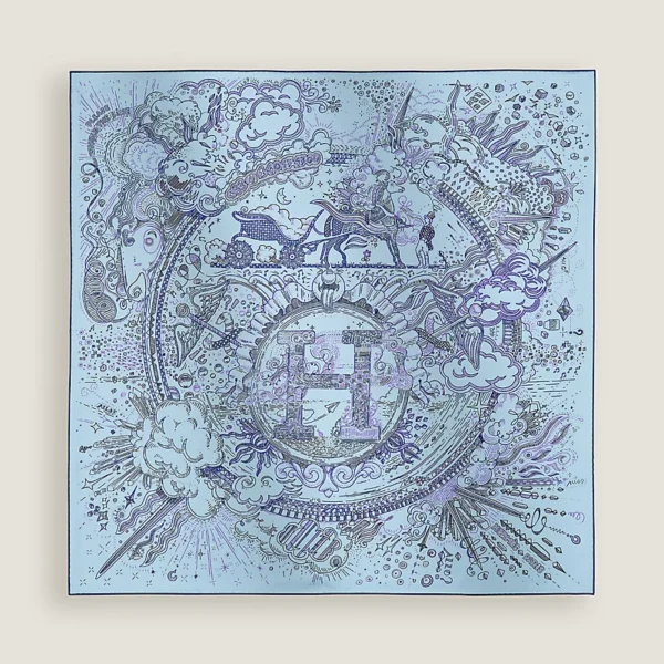 Please Hold The Line scarf 90 bleu ciel