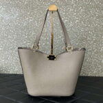 Valentino 0055 GARAVANI Rockstud Small Poudre Leather Tote Bag Gray - Image 2