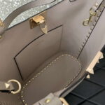 Valentino 0055 GARAVANI Rockstud Small Poudre Leather Tote Bag Gray - Image 4