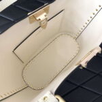 Valentino 0055 GARAVANI Rockstud Small Poudre Leather Tote Bag White - Image 5