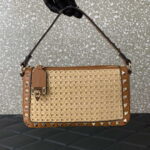 Valentino 03111 Garavani Rockstud Shoulder Bag Raffia - Image 2
